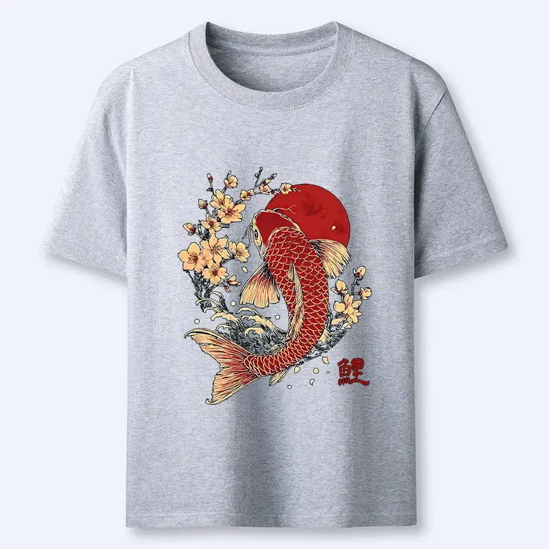 Unisex Cotton T-Shirt with Koi Design