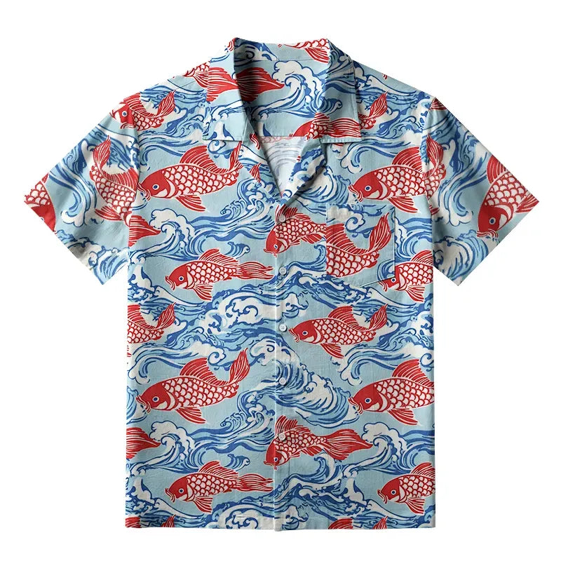 Japanese Koi Aloha Shirt for Summer