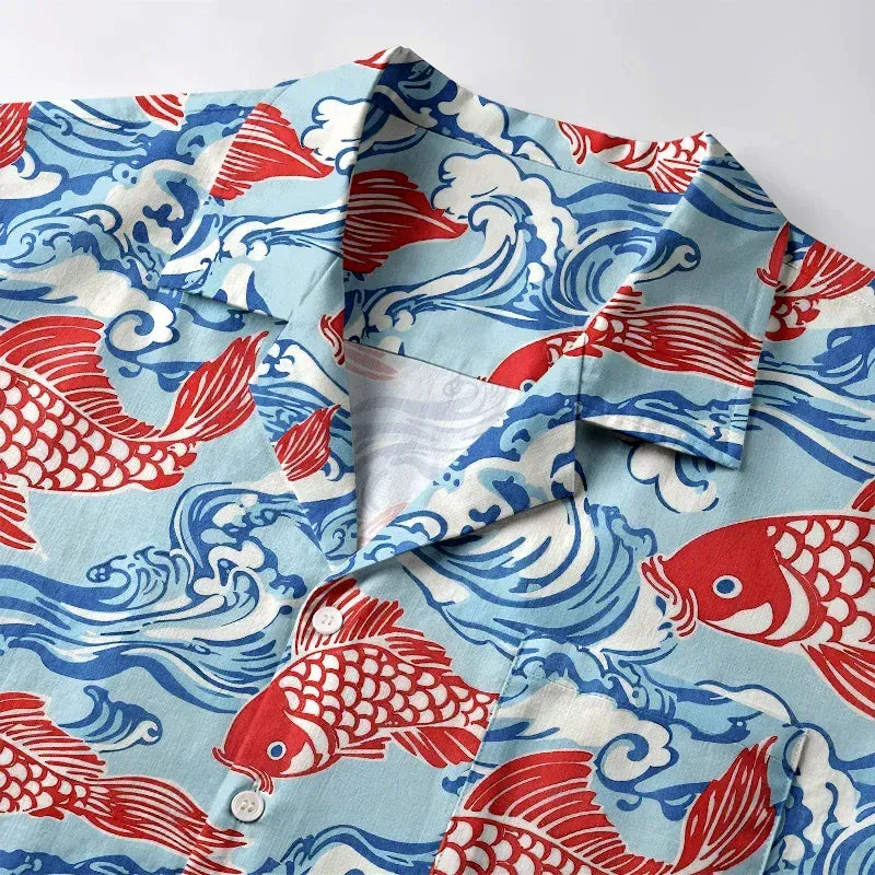 Vintage Ukiyo-e Koi Hawaiian Shirt