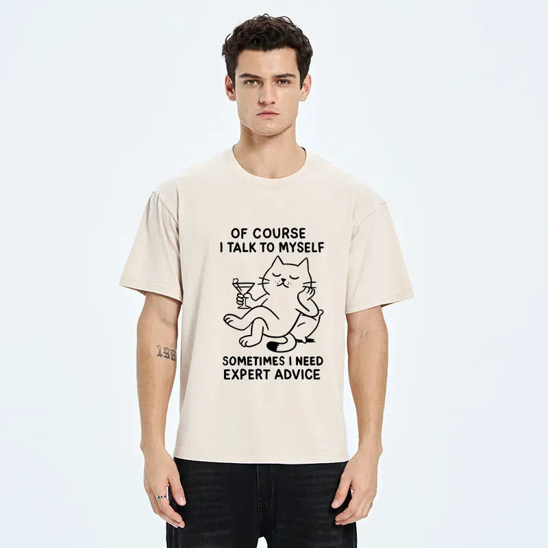 Kyoto-Lion Cat Talking To Itself Washed T-Shirt