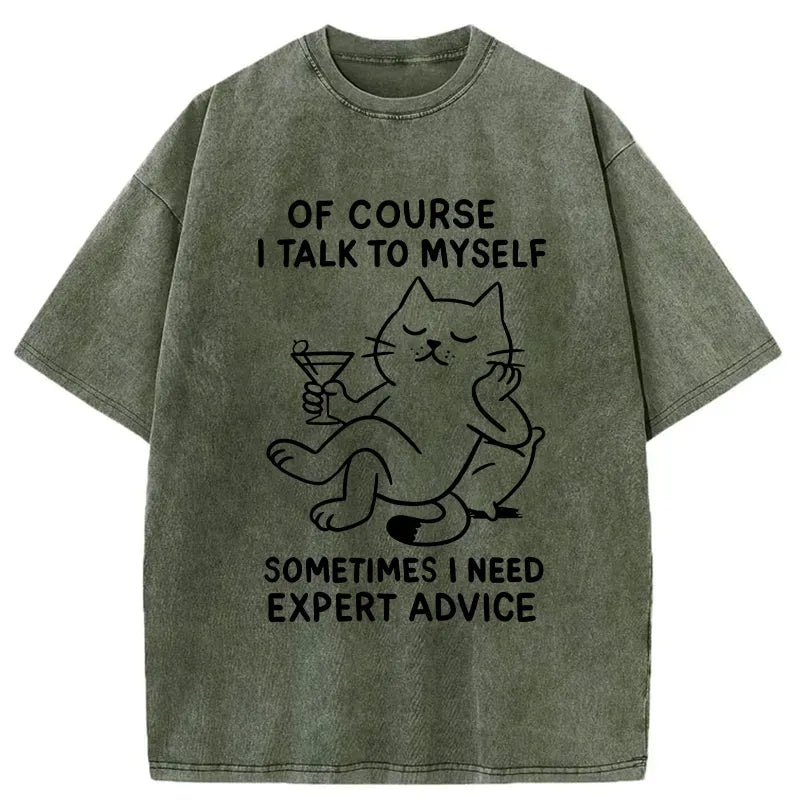 Kyoto-Lion Cat Talking To Itself Washed T-Shirt