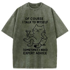 Kyoto-Lion Cat Talking To Itself Washed T-Shirt