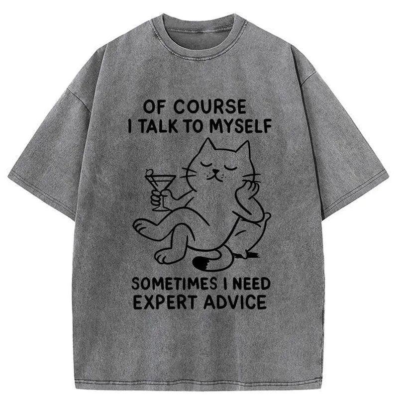 Kyoto-Lion Cat Talking To Itself Washed T-Shirt