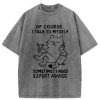Kyoto-Lion Cat Talking To Itself Washed T-Shirt