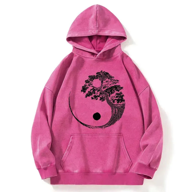 Kyoto-Lion Yin-Yang Tai Chi Tree Washed Hoodie