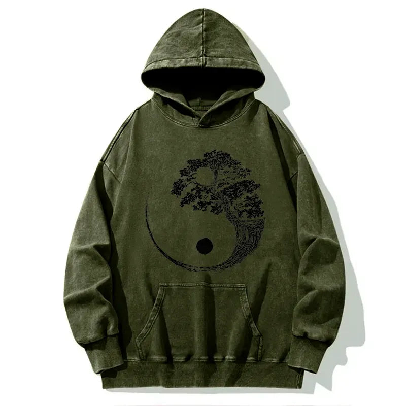 Kyoto-Lion Yin-Yang Tai Chi Tree Washed Hoodie