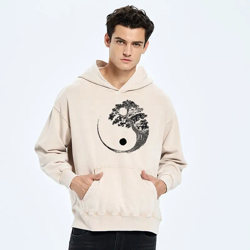 Kyoto-Lion Yin-Yang Tai Chi Tree Washed Hoodie