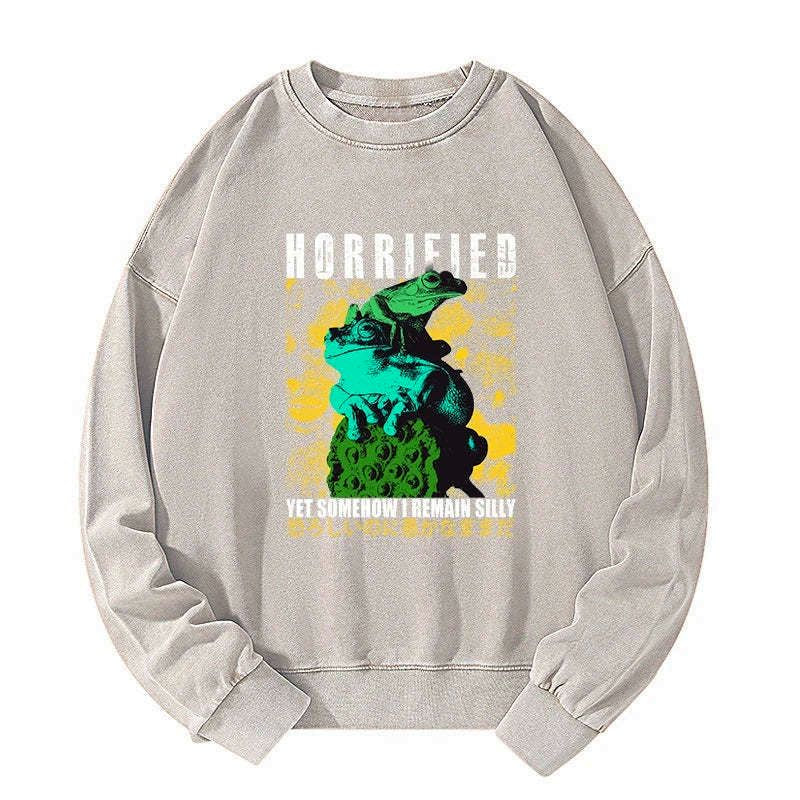 Japanese style washed sweatshirt for streetwear