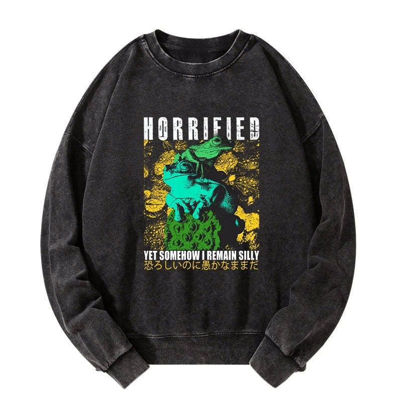 Japanese style washed sweatshirt for streetwear