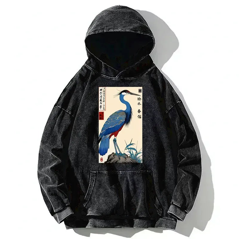 Kyoto-Lion Colorful Crane Washed Hoodie
