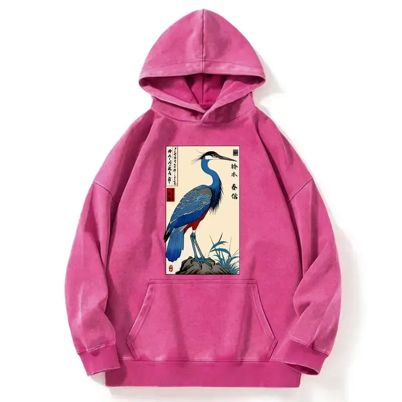 Kyoto-Lion Colorful Crane Washed Hoodie