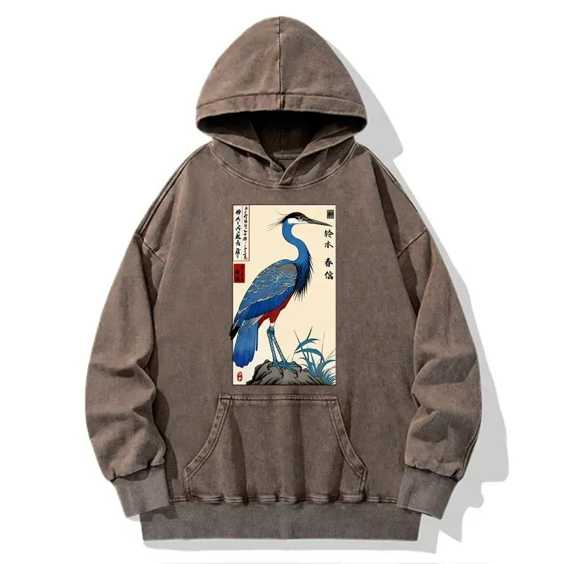 Kyoto-Lion Colorful Crane Washed Hoodie