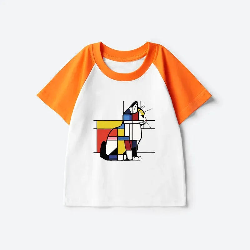 Kyoto Lion Cat Art Casual T-Shirt for Kids