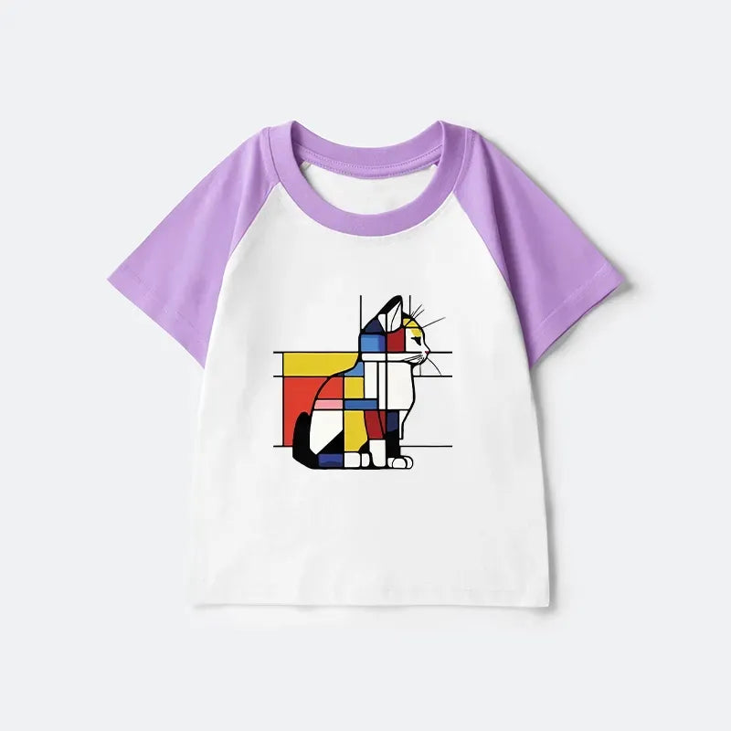 Kyoto Lion Cat Art Casual T-Shirt for Kids