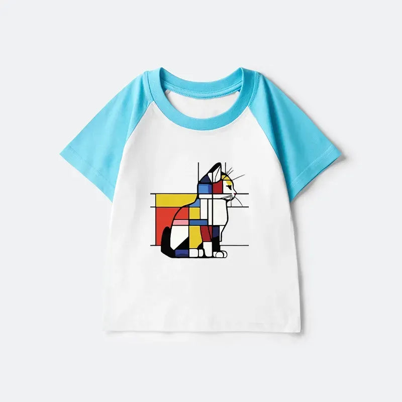 Kyoto Lion Cat Art Casual T-Shirt for Kids