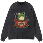 Kyoto-Lion Frog£ºNo Worries£¬Just Chaos Washed Long Sleeve T-Shirt