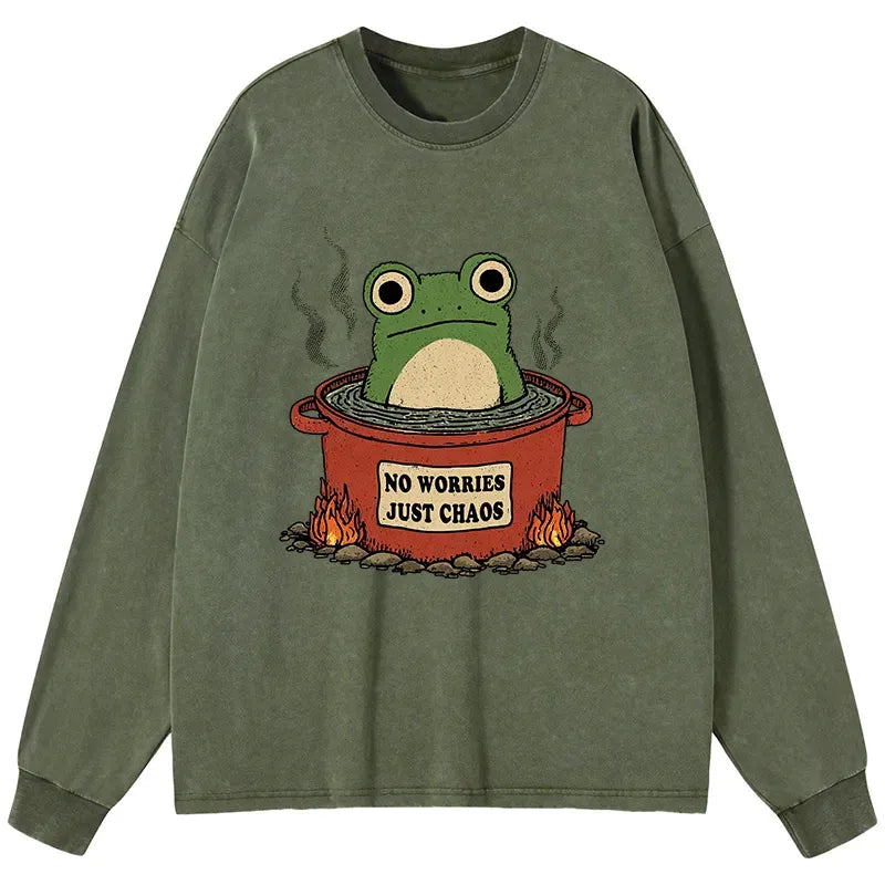 Japanese Frog Washed Long Sleeve T-Shirt