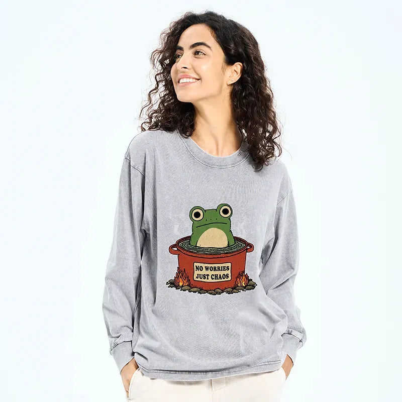 Japanese Frog Washed Long Sleeve T-Shirt