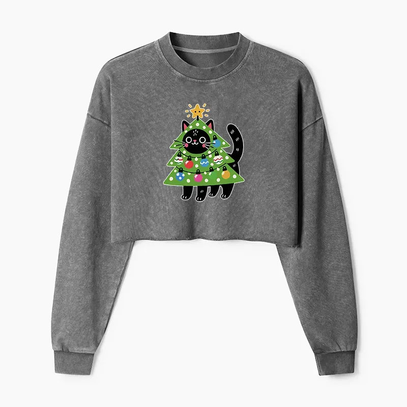 Japanese Christmas Tree Cat Sweatshirt
