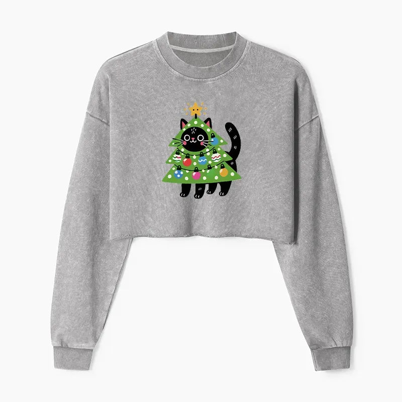 Washed Crop Sweatshirt for Daily Wear