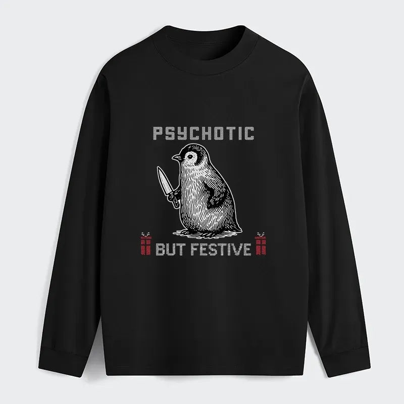 Kyoto-Lion Overstimulated but Festive Christmas Classic Long Sleeve T-Shirt