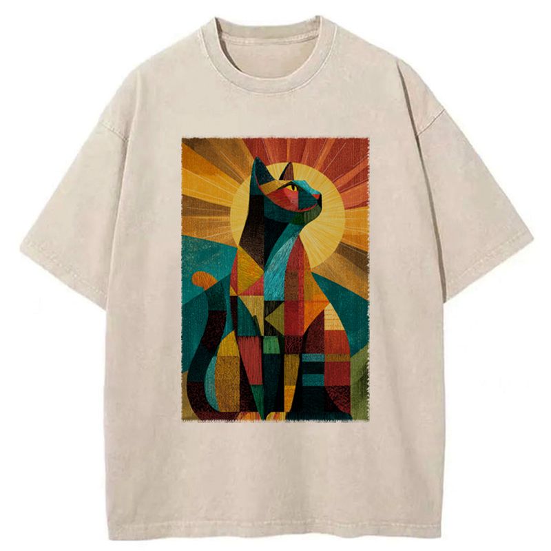 Kyoto-Lion Halo Cat Washed T-Shirt