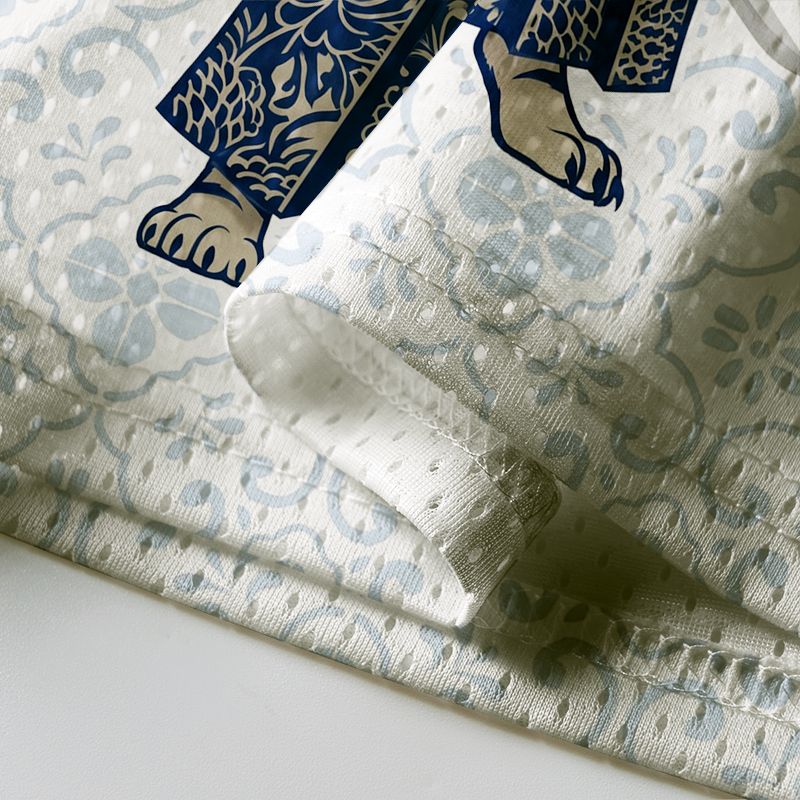 Kyoto-Lion Blue White Porcelain Samurai Tiger Mesh Jersey