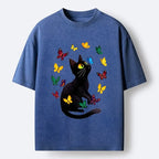 Japanese black cat t-shirt for everyday