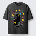 Japanese black cat t-shirt for everyday