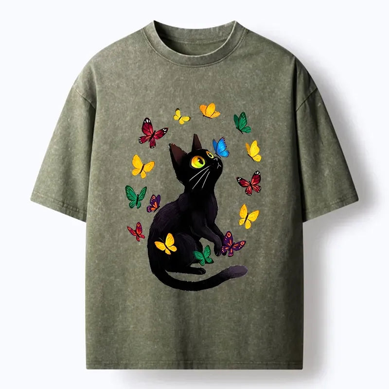 Vintage Japanese streetwear cat t-shirt