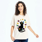 Japanese black cat t-shirt for everyday