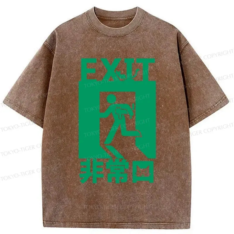 Japanese funny cat washed t-shirt