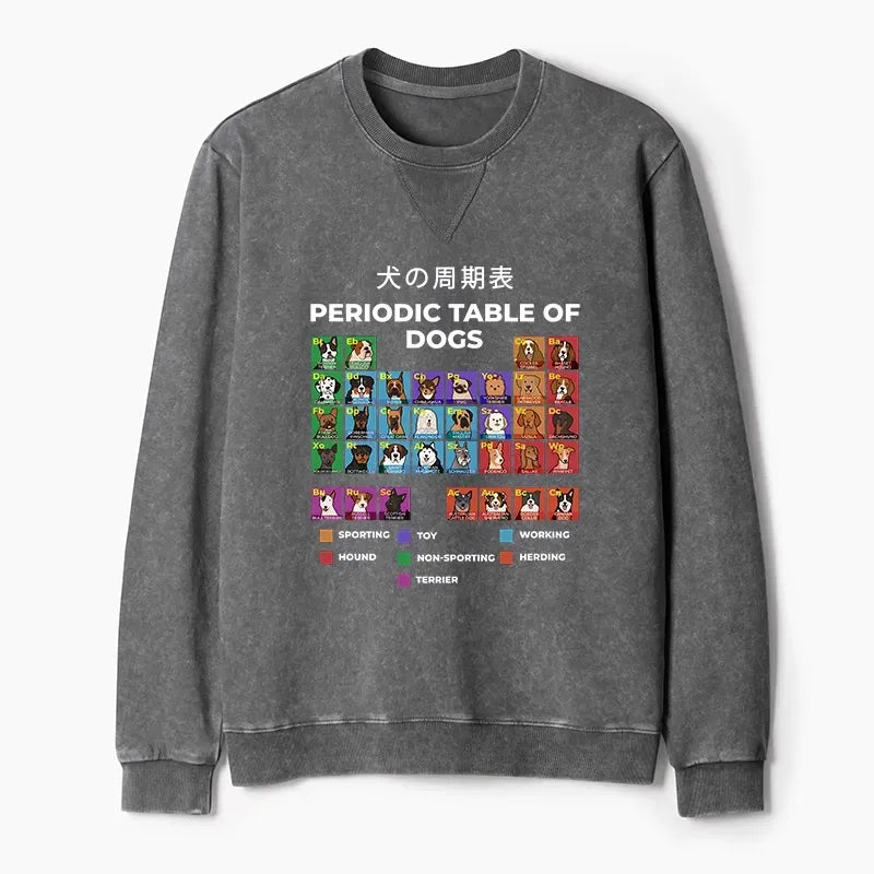 Kyoto-Lion Periodic Table Of Dogs Washed Terry Sweatshirt