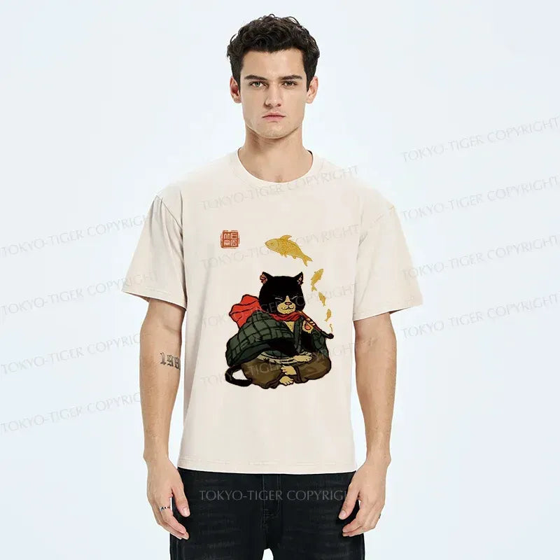 Kyoto-Lion Smoke Like Fish Washed T-Shirt