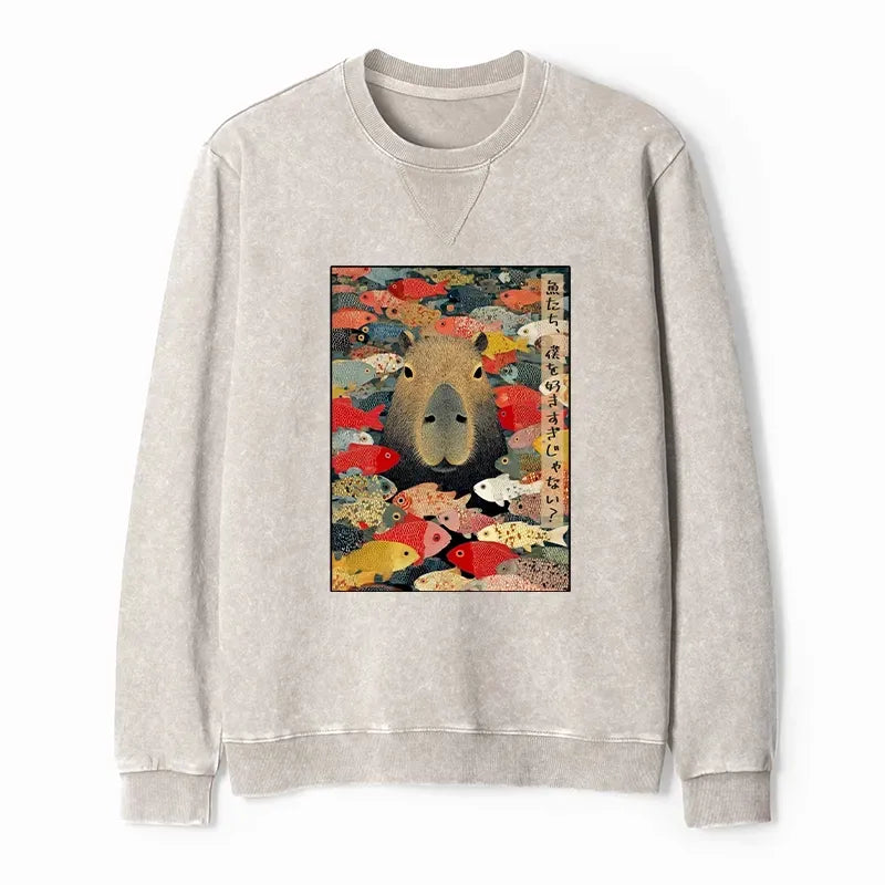 Kyoto-Lion Am I Too Lovable? Washed Terry Sweatshirt