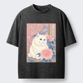 White Cat Pink Blossom Soft T-Shirt