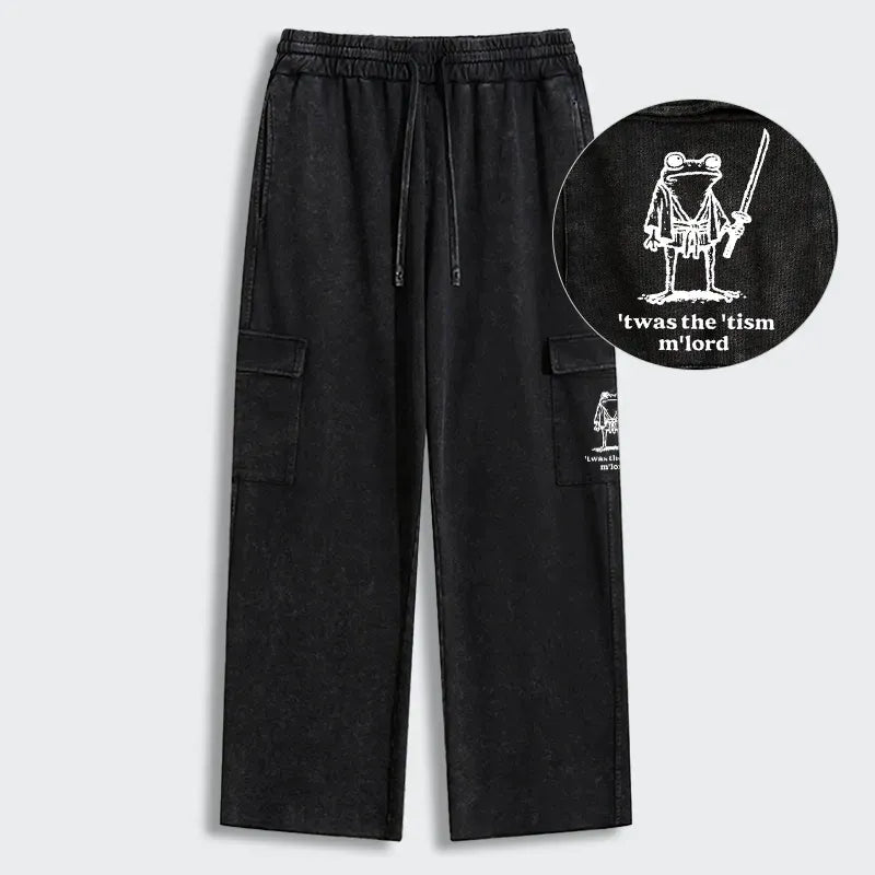 Kyoto-Lion Focused Samurai Frog Washed Utility Sweatpants