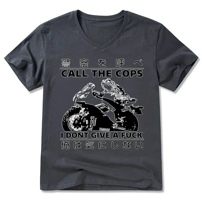 Kyoto-Lion Funny Frog Riding A Motorcycle V-Neck Classic T-Shirt