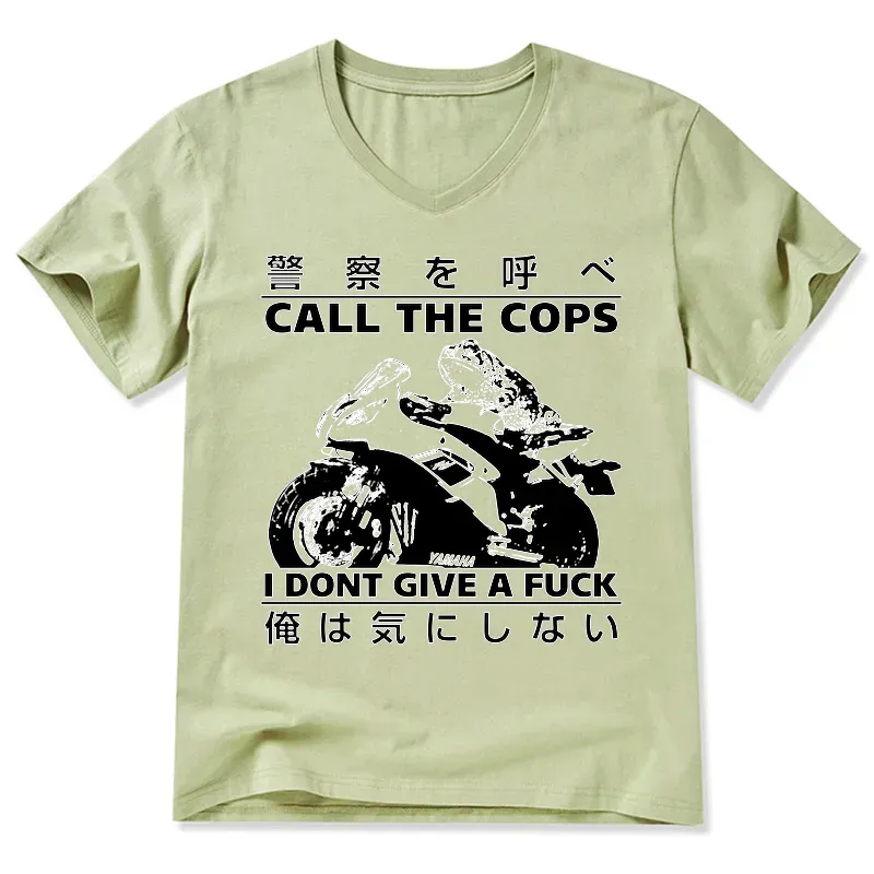 Kyoto-Lion Funny Frog Riding A Motorcycle V-Neck Classic T-Shirt