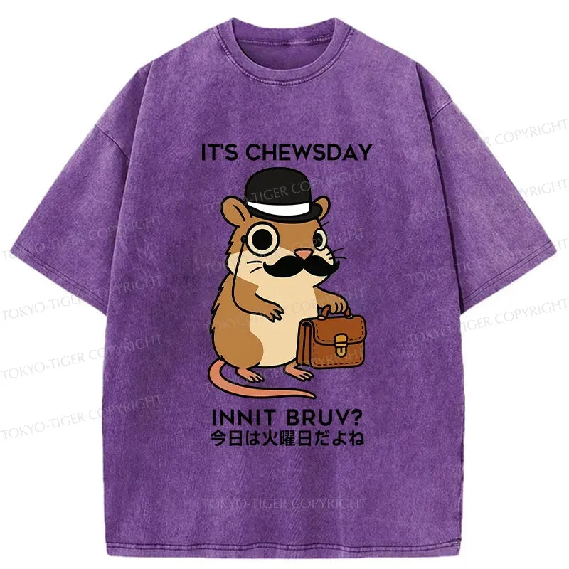 Kyoto-Lion It's Chewsday Innit Bruv Washed T-Shirt