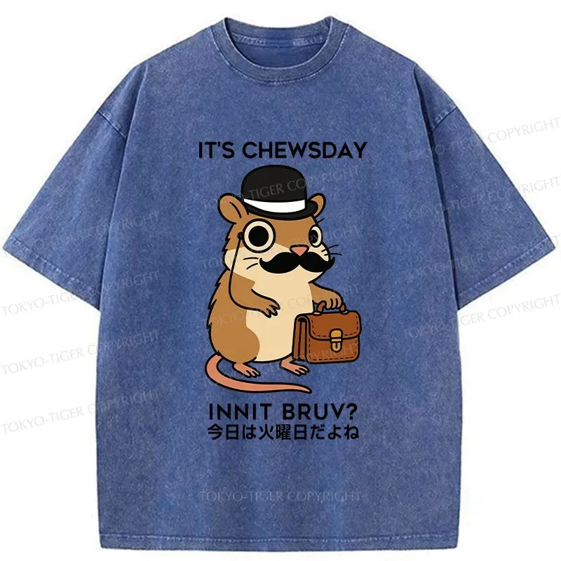Kyoto-Lion It's Chewsday Innit Bruv Washed T-Shirt
