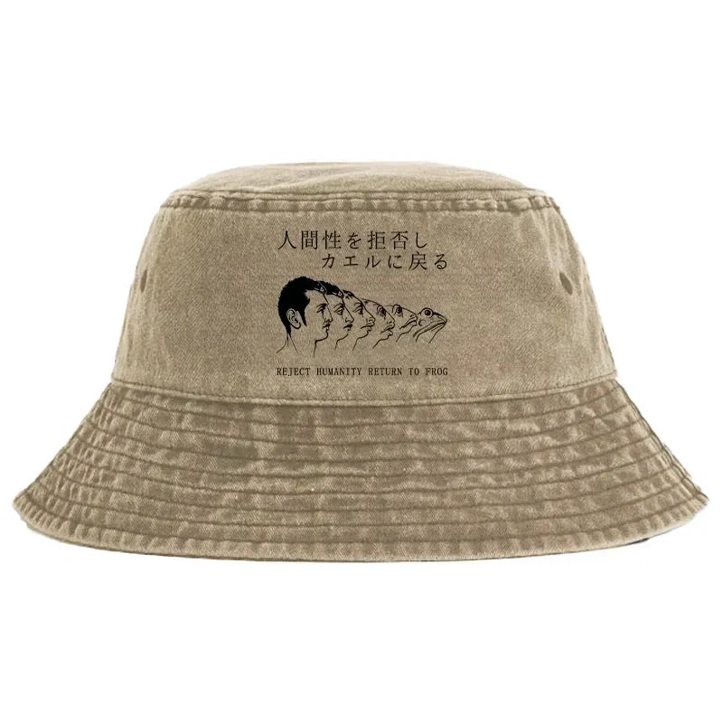 Frog Print Vintage Bucket Hat Free Shipping