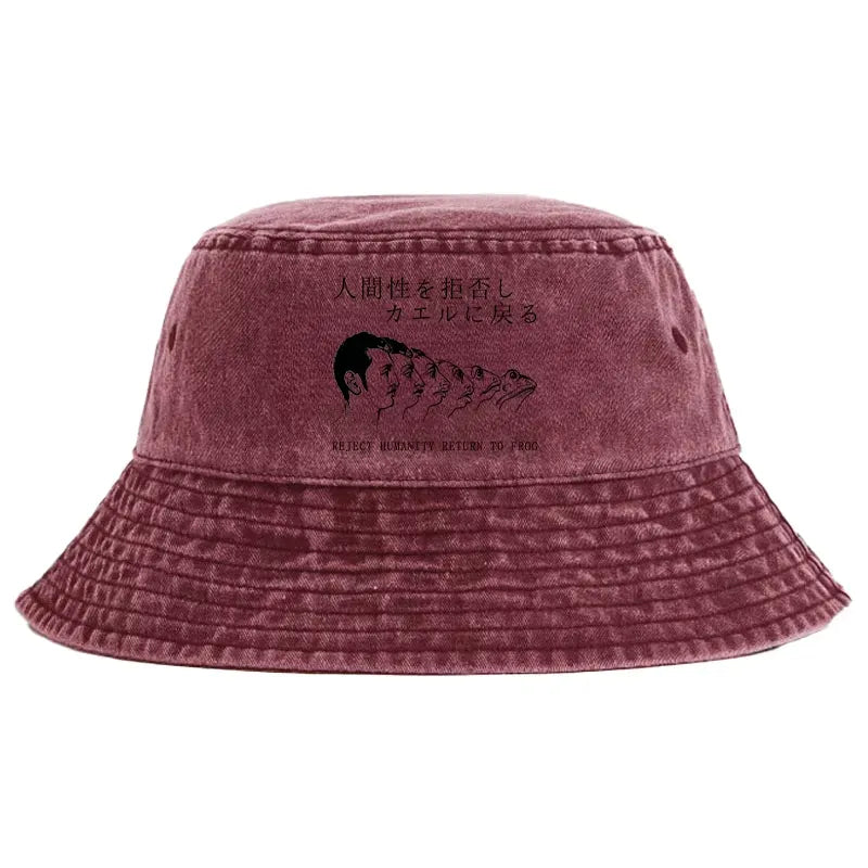 Frog Print Vintage Bucket Hat Free Shipping