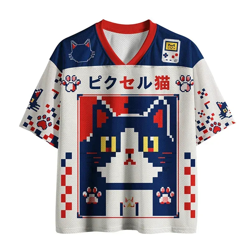 Kyoto-Lion Pixel Game Cat Mesh Jersey
