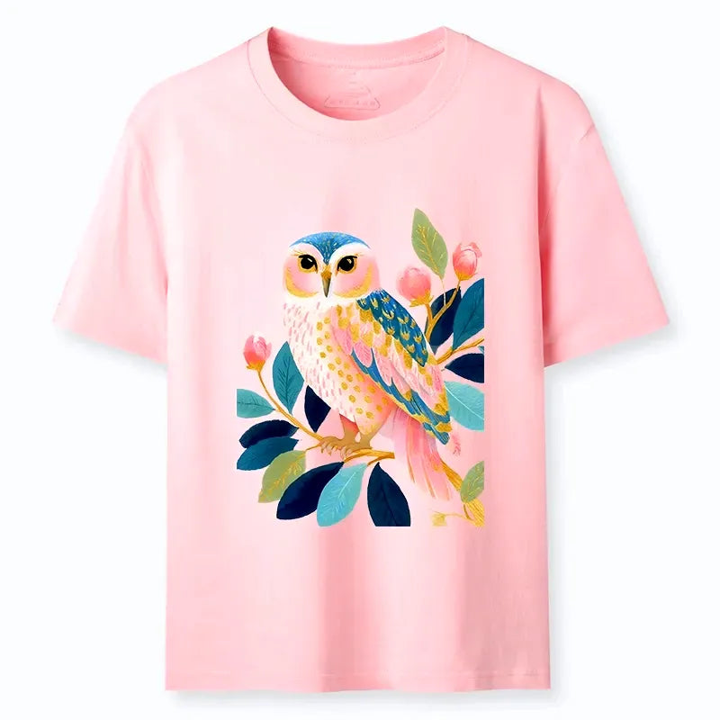 Kyoto-Lion Gentle Pastel Owl Leaf Watercolor Art Classic T-Shirt