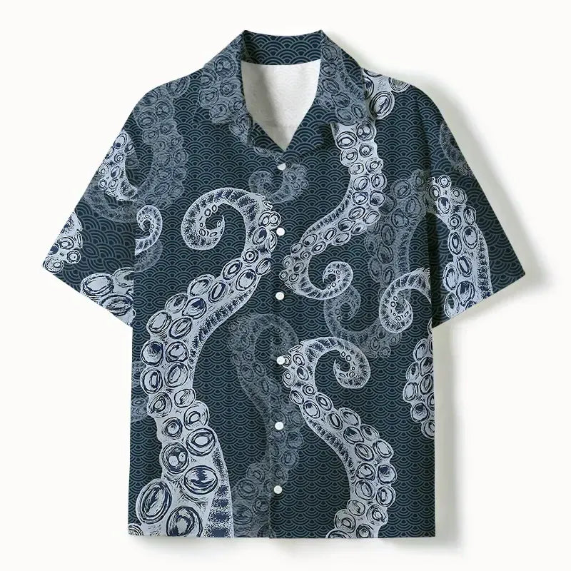 octopus tentacles cuban collar shirt