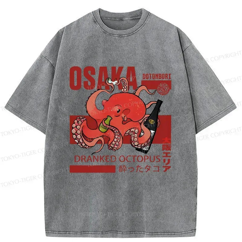 Cute Octopus Washed T-Shirt on Sale