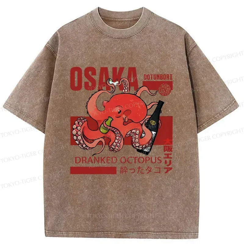 Kyoto-Lion Osaka Cute Octopus Washed T-Shirt