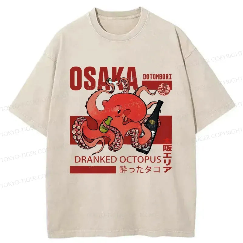 Cute Octopus Washed T-Shirt on Sale