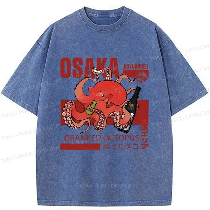 Kyoto-Lion Osaka Cute Octopus Washed T-Shirt
